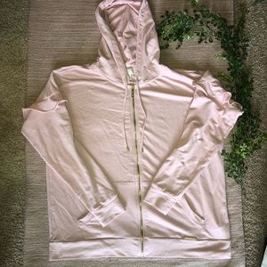 Michael Kors Ruffle Sleeve Pink Zip Up Hoodie XL